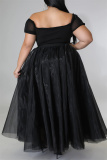 Black Fashion Casual Solid Patchwork Plus Size Skirt