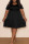 Black Casual Solid Patchwork Fold O Neck A Line Plus Size Dresses