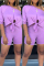 Purple Fashion Casual Shorts Two-piece Suit