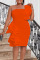Tangerine Red Celebrities Elegant Solid Patchwork Flounce Strapless One Step Skirt Dresses