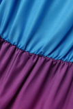 Purple Fashion Casual Gradual Change Solid Patchwork Off the Shoulder Regular Jumpsuits