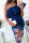 Deep Blue Fashion Casual Print Backless Slit Oblique Collar Irregular Dress