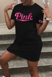 Pink Fashion Patchwork Sequins O Neck Pencil Skirt Dresses