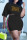 Black Casual Letter Print Patchwork O Neck Short Sleeve Two Pieces