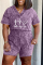 Purple Fashion Print Patchwork V Neck Straight Jumpsuits