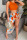 Orange Sexy Print Bandage Patchwork Backless O Neck Sleeveless Two Pieces