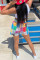 Blue Drawstring Mid Plaid Print Straight shorts Bottoms