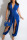 Blue Sexy Solid Hollowed Out Patchwork V Neck Regular Jumpsuits