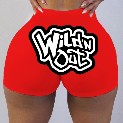 Red Black Fashion Print Patchwork Skinny High Waist Pencil Positioning Print Bottoms