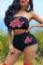 Black Pink Sexy Sportswear Print Patchwork Strapless Sleeveless Two Pieces