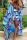 Blue Casual Vacation Print Patchwork Long Sleeve Two Pieces