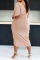 Pink Fashion Casual Plus Size Solid Patchwork Oblique Collar Irregular Dress