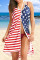 Red Fashion Sexy Print Backless Spaghetti Strap Beach Dress