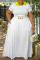 White Casual Solid Patchwork O Neck A Line Plus Size Dresses(Without Belt)