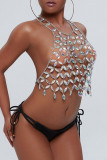 Silver Fashion Sexy Patchwork Hollowed Out Backless Accessories