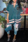 Lake Blue Fashion Casual Letter Print Patchwork V Neck Outerwear