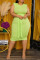 Light Green Fashion Casual Plus Size Solid Basic O Neck Sleeveless Dress