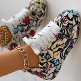 Red Fashion Casual Bandage Graffiti Round Comfortable Out Door Shoes
