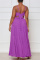 Purple Fashion Sexy Solid Patchwork Backless Spaghetti Strap Long Dress