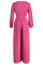 Rose Red Casual Solid Patchwork Fold V Neck Straight Jumpsuits