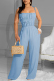 Apricot Sexy Solid Patchwork Spaghetti Strap Straight Jumpsuits
