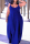 Blue Sexy Casual Plus Size Solid Backless Spaghetti Strap Long Dress