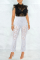 White Sexy Solid Lace Boot Cut High Waist Speaker Solid Color Bottoms