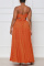 Orange Fashion Sexy Solid Patchwork Backless Spaghetti Strap Long Dress