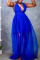 Rose Purple Fashion Sexy Solid Patchwork Backless V Neck Sling Dress
