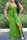 Green Sexy Solid Slit Fold Stringy Selvedge U Neck Asymmetrical Dresses