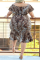 Leopard Print Fashion Leopard Patchwork O Neck Cake Skirt Plus Size Dresses