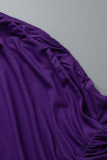 Purple Sexy Solid Patchwork Strapless One Step Skirt Plus Size Dresses