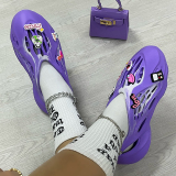 Purple Fashion Casual Hollowed Out Patchwork Round Comfortable Shoes