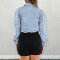 Deep Blue Casual Solid Patchwork Buckle Chains Turndown Collar Long Sleeve Straight Denim Jacket