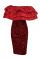 Red Elegant Solid Sequins Patchwork Flounce Off the Shoulder Evening Dress Dresses
