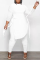 White Casual Solid Patchwork Half A Turtleneck Plus Size Two Pieces