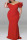 Red Sexy Solid Patchwork V Neck Evening Dress Plus Size Dresses