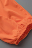 Orange Casual Solid Patchwork Off the Shoulder Loose Jumpsuits
