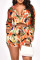 Colour Casual Print Patchwork Buckle Turndown Collar Long Sleeve Two Pieces