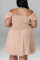 Light Purple Casual Sweet Solid Patchwork Fold Off the Shoulder A Line Plus Size Dresses