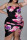 Black Sexy Print Patchwork Draw String Fold Halter Irregular Dress Plus Size Dresses