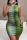 Green Casual Print Patchwork O Neck Pencil Skirt Dresses