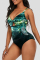 Blue Black Fashion Sexy Print Hollowed Out Backless Swimwears (With Paddings)