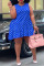 Blue Fashion Casual Plus Size Dot Print Patchwork O Neck Sleeveless Dress