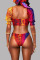 Red Blue Fashion Sexy Print Solid Patchwork Backless Swimwears (With Paddings)