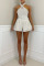 White Casual Solid Patchwork With Belt Straight High Waist Solid Color Bottoms