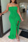 Green Sexy Solid Patchwork Flounce Asymmetrical Strapless Strapless Dress Dresses
