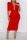 Red Fashion Casual Solid Fold V Neck One Step Skirt Dresses