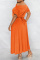 Orange Fashion Casual Solid Patchwork Slit Off the Shoulder Short Sleeve Dress