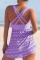 Purple Sexy Solid Hollowed Out Patchwork Backless Swimwears